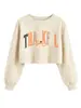Amazon eBay loja independente moda casual feminina novo moletom cropped com laço de agradecimento e abóbora