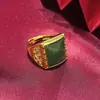 Anel de Ouro de Areia Vietnamita Anel Masculino para Atrair Riqueza e Fortuna, Dragão e Dominador Anel Ajustável Banhado a Ouro de Latão