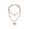 Collar multicapa con ojo de diablo turquesa de color personalizado, joyería transfronteriza europea y americana, cadena de ojo de hip hop de moda.