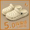 Sapatos Crocs de Sola Grossa Femininos 2025 Novo Salto Alto Antiderrapante Desodorante EVA Baotou Sandálias de Praia para Verão Uso Externo