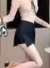 Minifalda de yoga anti-exposición estilo americano, corte ajustado a la cadera, nueva falda-pantalón deportiva línea A para mujer, blanco otoño