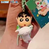 Brinquedo genuíno Crayon Shin-chan com tema de animal, de botão único com som e luz, para alívio de estresse, fofo e divertido, pingente de desenho animado criativo