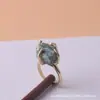Anillo Ajustable de Piedra Preciosa Cristalina Curativa Europeo y Americano Anillo de Garra Irregular Chapado en Oro Joyería Anillo