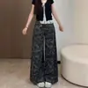 Pantalones vaqueros de camuflaje de pierna ancha para mujer, estilo workwear de la alta calle americana, nuevo estilo otoño 2026, de cintura alta, adelgazantes, pantalones rectos holgados