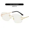 Nuevas Gafas de Sol Metálicas con Corte Sin Marco de Moda para Mujer Tendencia Estilo Coreano Combinan con Todo Gafas de Sol con Protección Solar para Exteriores Ins