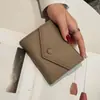 Cartera de mujer Piel Corta Piel de Vaca Billetera para Monedas Plegable Triple Hebilla Superior Piel de Vaca Pequeña Bolsa para Tarjetas Cartera Pequeña