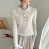 Suéter de Cachemira para Bebé Cárdigan Tejido Camisa Polo con Corbata y Bolsillo para Mujer Suéter Suelto Suéter de Cachemira Chaqueta Versátil