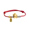 Pulseira de Fio Vermelho Feita à Mão para o Ano de 2026 Cavalo para Boa Sorte no Ano Novo, Pulseira de Corda Vermelha, Presente Atacado
