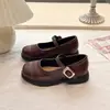 Zapatos Mary Jane Cuadrados Retro para Mujer Suela Plana 2026 Verano Nuevos Estilo Británico Zapatos Pequeños de Cuero para Usar con Faldas Suela Suave Zapatos de Una Sola Pieza