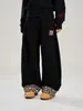 Pantalones Deportivos Unisex con Estampado de Leopardo Estilo Americano Patchwork para Otoño e Invierno Moda Tendencia Versátil Casual Diseño Bordado Pantalones Curvos