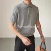 2025 Camisa Polo de Punto para Hombre de Manga Corta Marca de Alta Gama de Moda Ropa para Hombre Verano Cuello Transpirable Tejido de Punto Casual