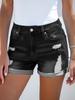 Amazon Cross-border 2025 Verão Novo Shorts Jeans Femininos Rasgados Modernos Estilo Europeu e Americano Casual Calças de Três Quartos