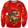 Amazon Europa y Estados Unidos transfronterizo nuevo suéter navideño 3D cuello redondo pullover hombres y mujeres mismo estilo amantes manga larga top