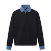 Yidao Vintage Outono 2026 Nova Camisa com Gola Lapela Falsa de Duas Peças Moletom Masculino Top Pulôver Solto de Alta Qualidade
