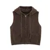 Ropa de mujer de moda para comercio exterior transfronterizo de Amazon 2026 otoño chaleco de punto con capucha y cremallera en tres colores para capas casuales