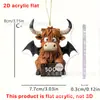 Llavero de Halloween Animal de Dibujos Animados Vaca Diabólica Mago Maligno Búho con Alas Colgante de Imagen de Dibujos Animados