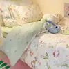 Viento INS juego de cuatro piezas de algodón para primavera y verano juego de tres piezas de algodón estilo fresco para dormitorio de estudiante sábana funda de edredón gorro de cama