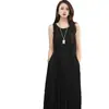 Vestido de tirantes plisado de alta gama con elegancia perezosa estilo francés, vestido sin mangas que ciñe la cintura, drapeado de inspiración vintage, versátil vestido con bolsillo