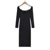 Vestido Pure Desire Ombro a Ombro com Cadarço Feminino 2023 Verão Novo Europeu e Americano Spice Girls Sexy Apertado Vestido Longo Dividido