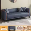 Sofá de Cuero Pequeño para Apartamento en Sala de Estar y Dormitorio, Estilo Moderno Sencillo para Apartamento de Alquiler, Apartamento de Tres Personas, Zona de Descanso, Dos Personas Estilo Italiano