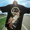 Camiseta Trendy de Dibujos Animados Estilo Hip-Hop Americano Oversized para Hombre, Corte Holgado, Talla Grande, Extra Grande, Manga Corta