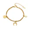 Pulseira de Aço Inoxidável Ins Europeia e Americana Banhada a Ouro 18K Pulseira de Galvanoplastia a Vácuo Pingente de Estrela de Oito Pontas Lua Pulseira de Aço Titânio