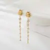 Estilo Clássico Europeu e Americano Ouro 18K Aço Inoxidável Rosto Sorridente Sol Zircônia Borla Brincos Acessíveis Brincos de Luxo Joias Transfronteiriças Femininas