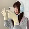 Luvas de Tricô Macias de Pelúcia Coloridas Estilo Coreano para Mulheres, Quentes de Inverno com Dedos Separados para Ciclismo ao Ar Livre Proteção contra o Frio