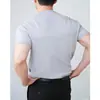 Camiseta Base Casual de Manga Corta para Hombre, Nueva, Cuello Redondo, Puño, Color Sólido, Manga Media, Camiseta Pulóver Ajustada