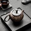 Tetera de gres vintage hecha a mano, tetera individual de cerámica para el hogar, estilo japonés, juego de té de kung fu de cerámica con esmaltado oxidado, tetera personalizada