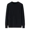 Suéter de punto para hombre, color sólido, cachemira, hombro normal, grueso, cuello redondo, tejido de 7 puntos trenzado, suéter de punto casual cómodo