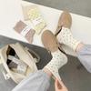 Calcetines Ins de Moda Estilo Vintage Crema Puntos Rizados para el Festival de Medio Otoño Calcetines Nuevos de Primavera y Verano Calcetines de Luna para Mujer Calcetines Apilados de Celebridad de Internet