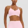 Nuevo estilo transfronterizo, sin costuras, acolchado, sujetador deportivo sexy de cuello halter, absorbente de impactos, secado rápido, para correr, fitness y yoga, para mujer