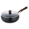 Wok de Hierro Tradicional de Fondo Redondo Profundo Nitrógeno Sin Recubrimiento Engrosado Antiadherente Wok Pequeño de Hierro para Cocinar y Guisar Hierro Forjado Redondo para Uso Doméstico y Comercial