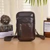 Bolsa transversal de couro genuíno transfronteiriça para homens, bolsa de telefone de negócios multifuncional usável no cinto, nova bolsa transversal, atacado para vendedores de rua