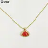 Wt-N1496 Pequeño y Exquisito Gema de Color Turquesa Jade Rojo y Chapado en Oro de 18K Cadena de 18 pulgadas Collar Suéter