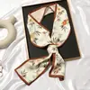 Pañuelo de seda con lazo francés retro para el pelo, con pintura al óleo, para mujer, lazo largo, estilo coreano, combina con todo, para primavera y otoño