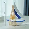 Barco de Lata Estilo Mediterrâneo Transfronteiriço Decoração Criativa para Mesa de Casa Modelo Vela Suave Barco Feito à Mão