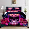 Juego de Cama para el Hogar de Tres Piezas Halloween Calavera Funda Nórdica Funda de Almohada Juego de Tres Piezas Ropa de Cama para Dormitorio de Estudiantes Personalización