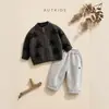 Conjunto de Outono para Bebês e Crianças 2026 Novo Estilo de Outono Conjunto Suéter Jaqueta com Zíper Calça Reta Conjunto Casual de Duas Peças