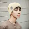 Gorro de Punto de Nuevo Estilo para Mujer, Forro Polar de Invierno, Engrosado, Cálido, Versátil, Circunferencia de Cabeza Grande, Protección para los Oídos, Gorro de Maternidad Postparto