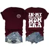 Camiseta casual de manga corta con estampado de doble cara, estilo europeo y americano, para mi etapa de mamá voleibolista, versátil, cuello redondo, holgada