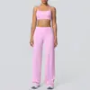 Conjunto de Yoga y Fitness Cruzado por Delante y por Detrás a Prueba de Golpes, Sujetador Adelgazante de Cintura Alta, Amigable con la Piel, Pantalones de Pierna Ancha para Yoga Naked