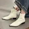 Botines de Punta para Mujer 2026 Estilo Coreano Moda Tendencia Otoño Invierno Nuevos Botines para Mujer Tacón Grueso Botas de Moda Delgadas