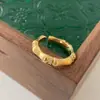 Anillo de Luz de Bambú Estirado por Alambre Lujo Sentido de Alta Gama Incrustado de Diamantes Exquisito Sentido de Alta Gama Anillo Abierto Estilo Coreano Diseño de Nicho Anillo para Mujeres