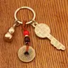 Moneda de Cobre de los Cinco Emperadores Calabaza Pixiu Llave de Tesoro Abierto Colgante Accesorios de Colgante con Cuerda Tendencia Versátil Llavero para Siempre