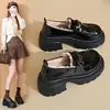 Zapatos de Algodón para Exteriores Slip-On Retro de Suela Gruesa para Aumentar la Altura 2026 Verano Nuevo Estilo Coreano Versátiles Cálidos de Punta Redonda de Cuero para Mujer