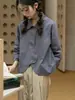 Camisa holgada de estilo japonés para mujer, adelgazante, top 2026 principios de otoño, cuello polo, manga larga, diseño de alta gama, cárdigan camisa para mujer