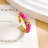 Anillo de Corazón Colorido Estilo Chino Nuevo con Esmalte, Anillo Minimalista de Nicho Estilo Ins Ajustable para Mujer