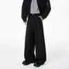 Pantalones negros Cleanfit de bajo curvo para hombre, estilo primavera y otoño, pantalones casuales de pierna ancha con caída, pantalones de traje profesionales